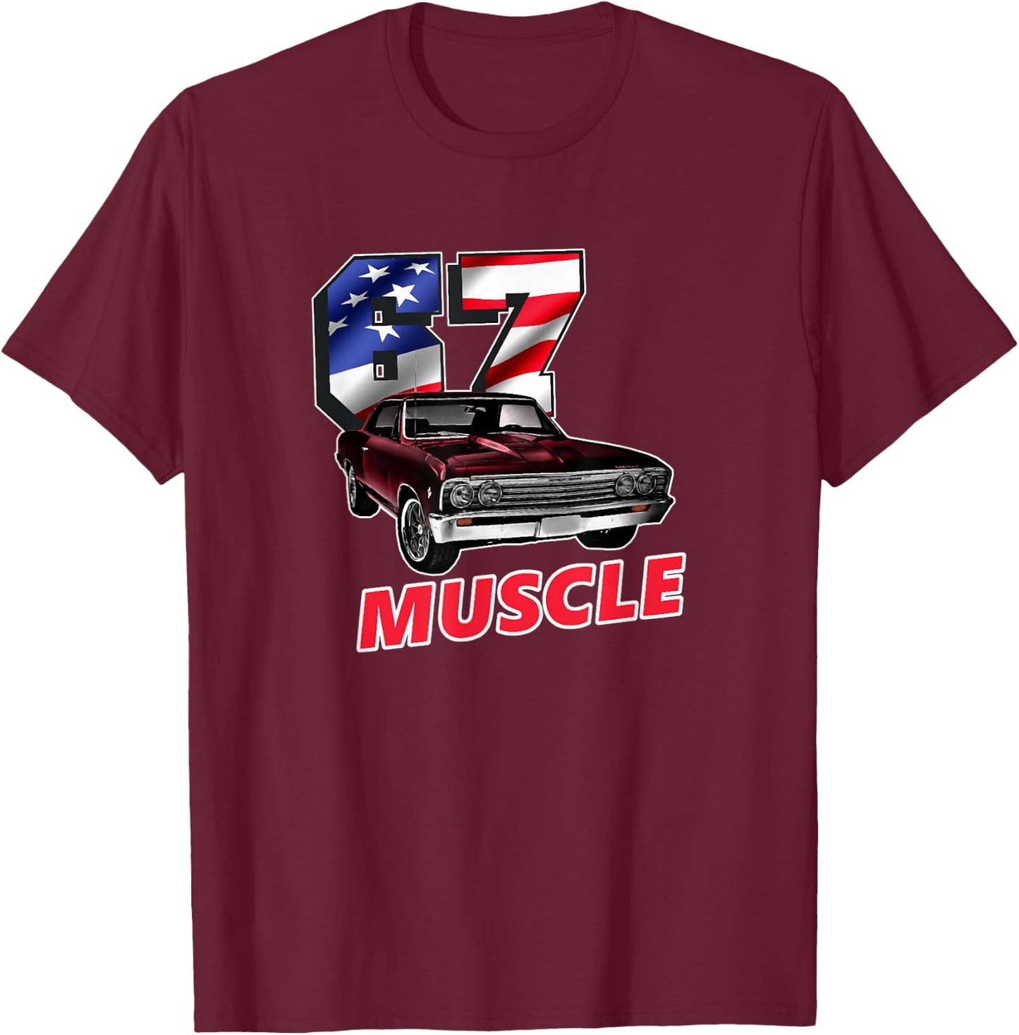 1967 67 Chevelle SS Trending Chevys Muscle Car T-Shirt - T-Shirt | Maroon