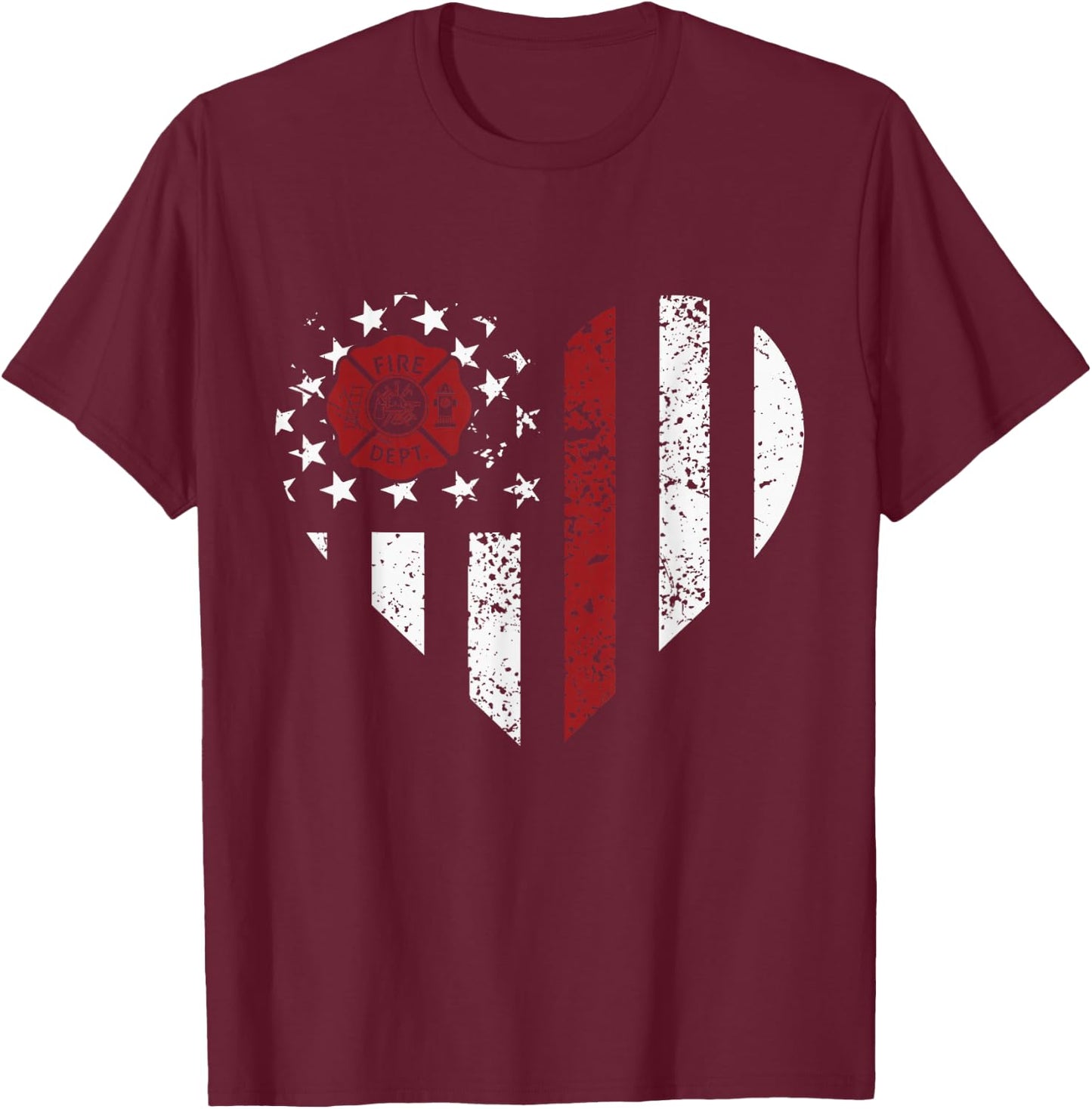 Heart Firefighter Emt Fire Department Vintage Fireman T-Shirt - T-Shirt | Maroon