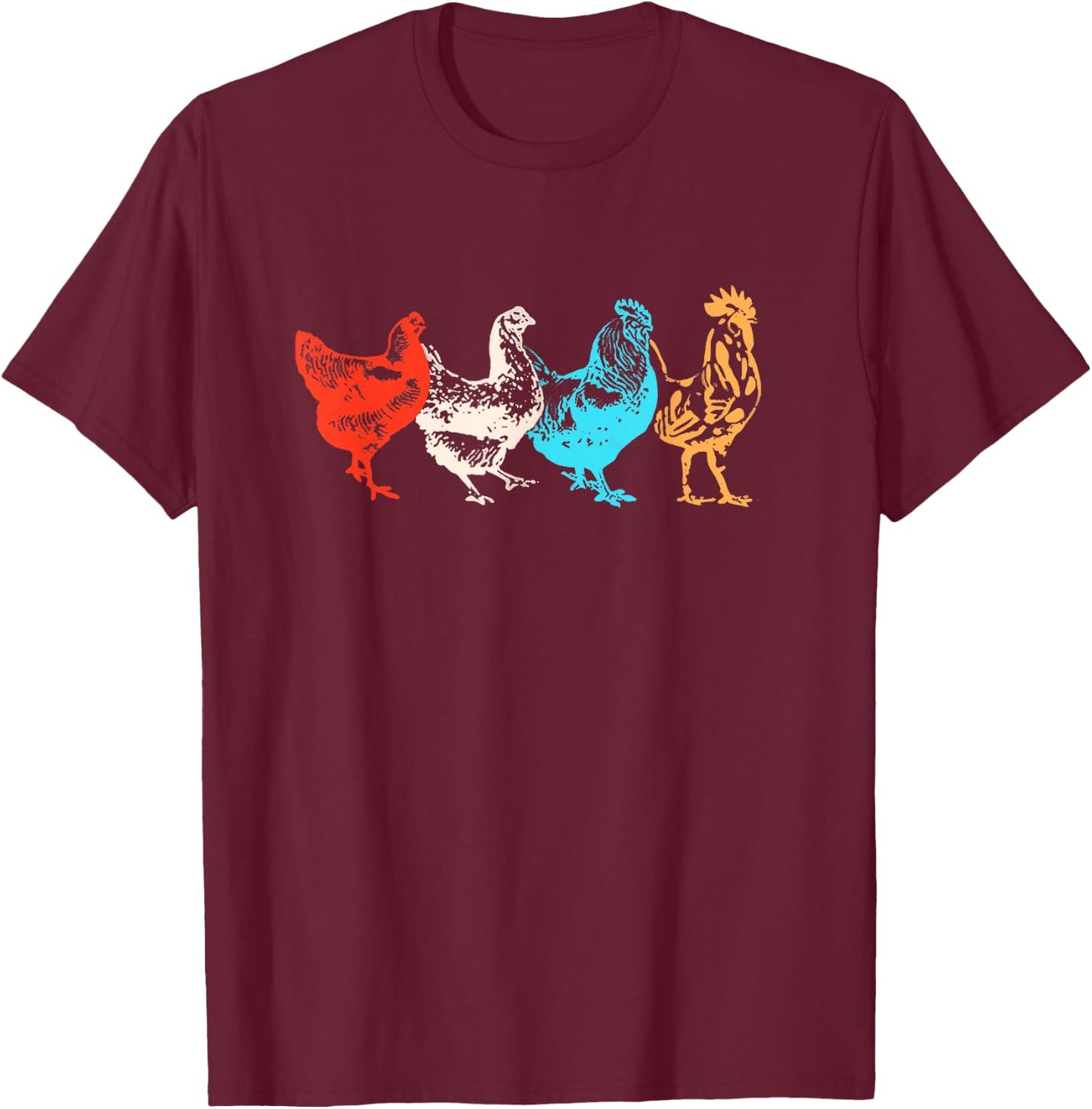 Chicken Shirt Women Girl Farm Funny Chicken Graphic T-Shirt - T-Shirt | Maroon
