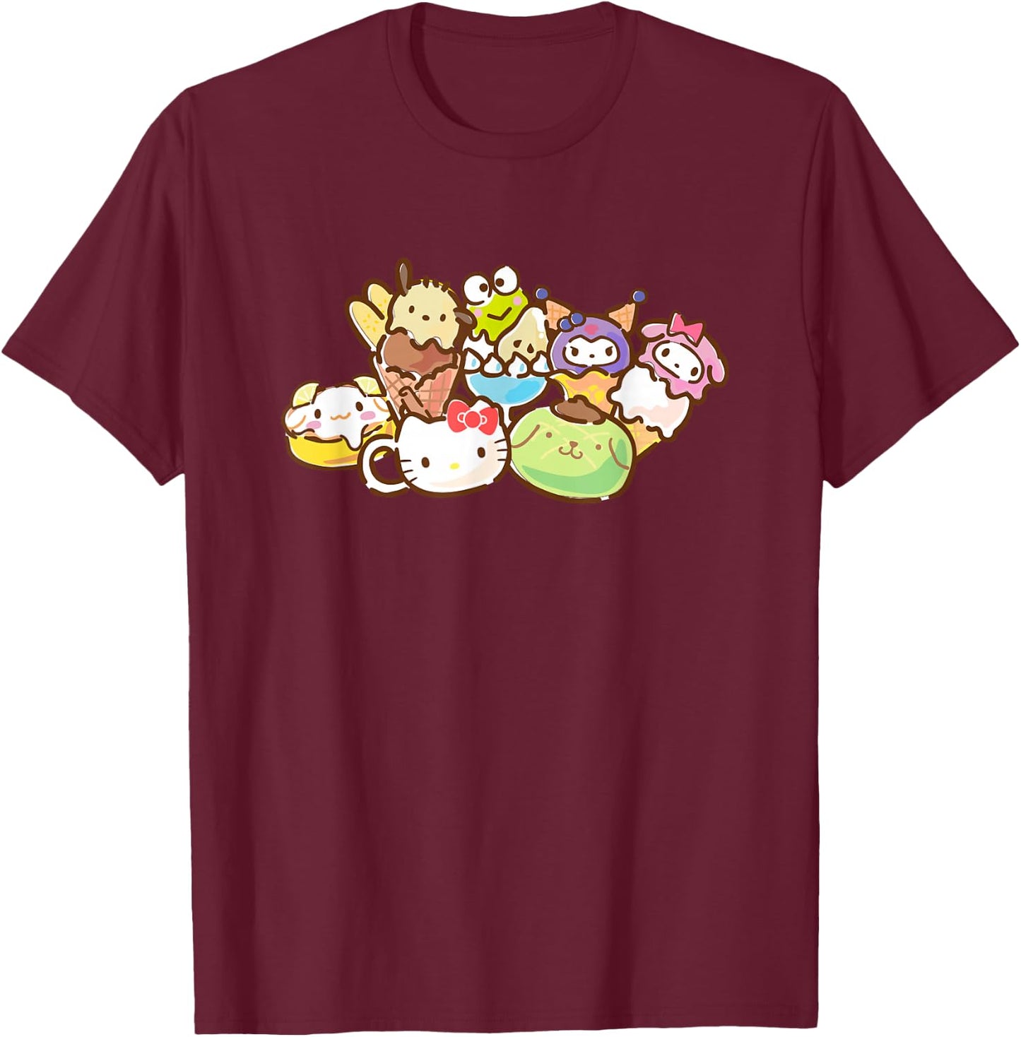 Hello Kitty and Friends Snacks T-Shirt - T-Shirt | Maroon