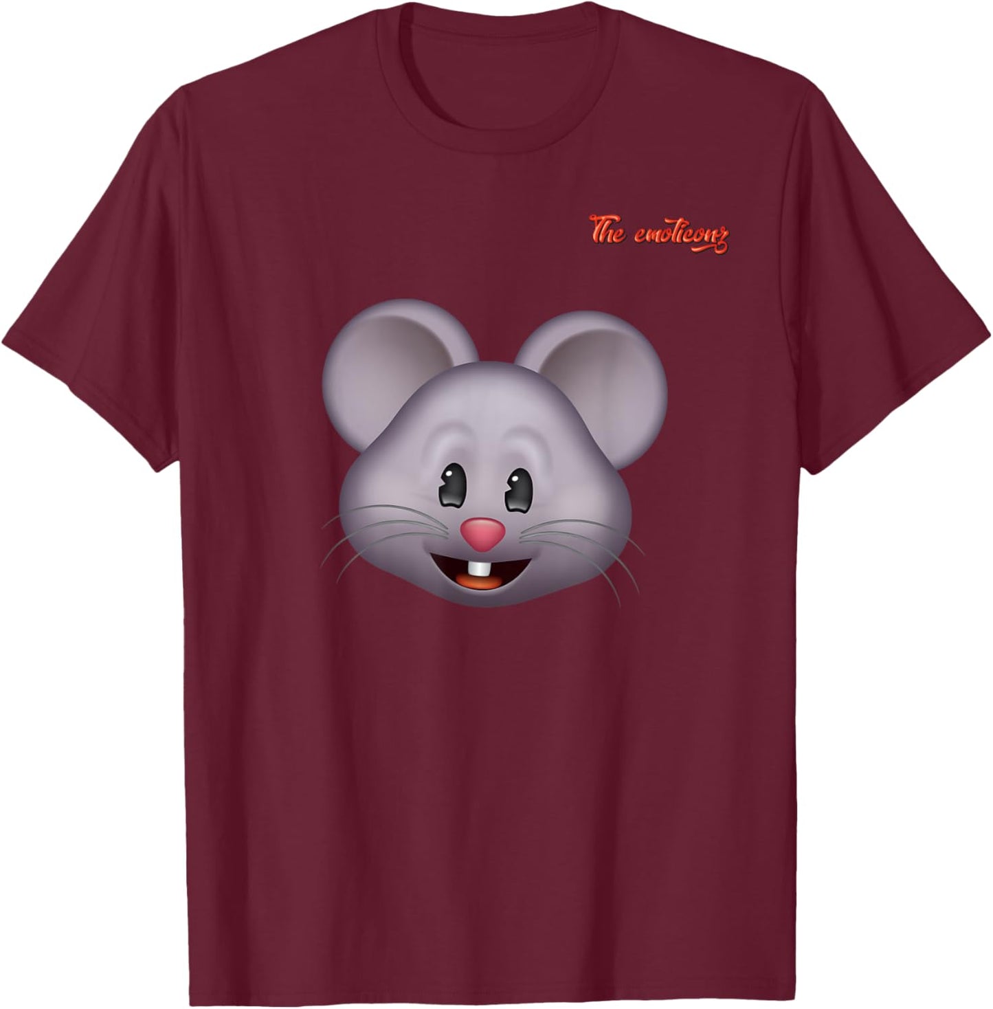 Emoji Happy Enthusiastic Mouse Face T-Shirt - T-Shirt | Maroon