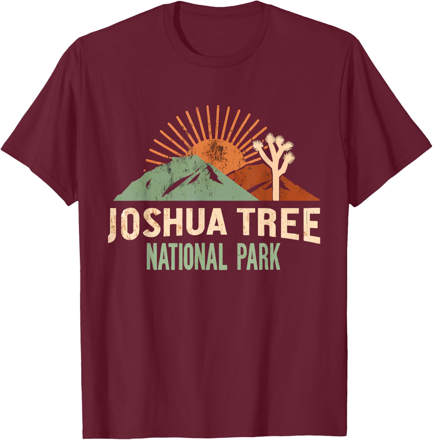 Joshua Tree National Park Vintage Hiking Camping Outdoors T-Shirt - T-Shirt | Maroon
