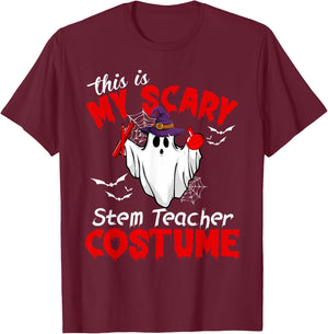 This Is My Scary Stem Teacher Costume Ghost Halloween T-Shirt - T-Shirt | Maroon