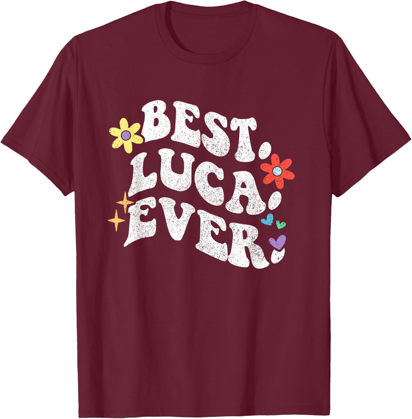 Retro Groovy Best LUCA Ever First Name Mother's Day Girl T-Shirt - T-Shirt | Maroon