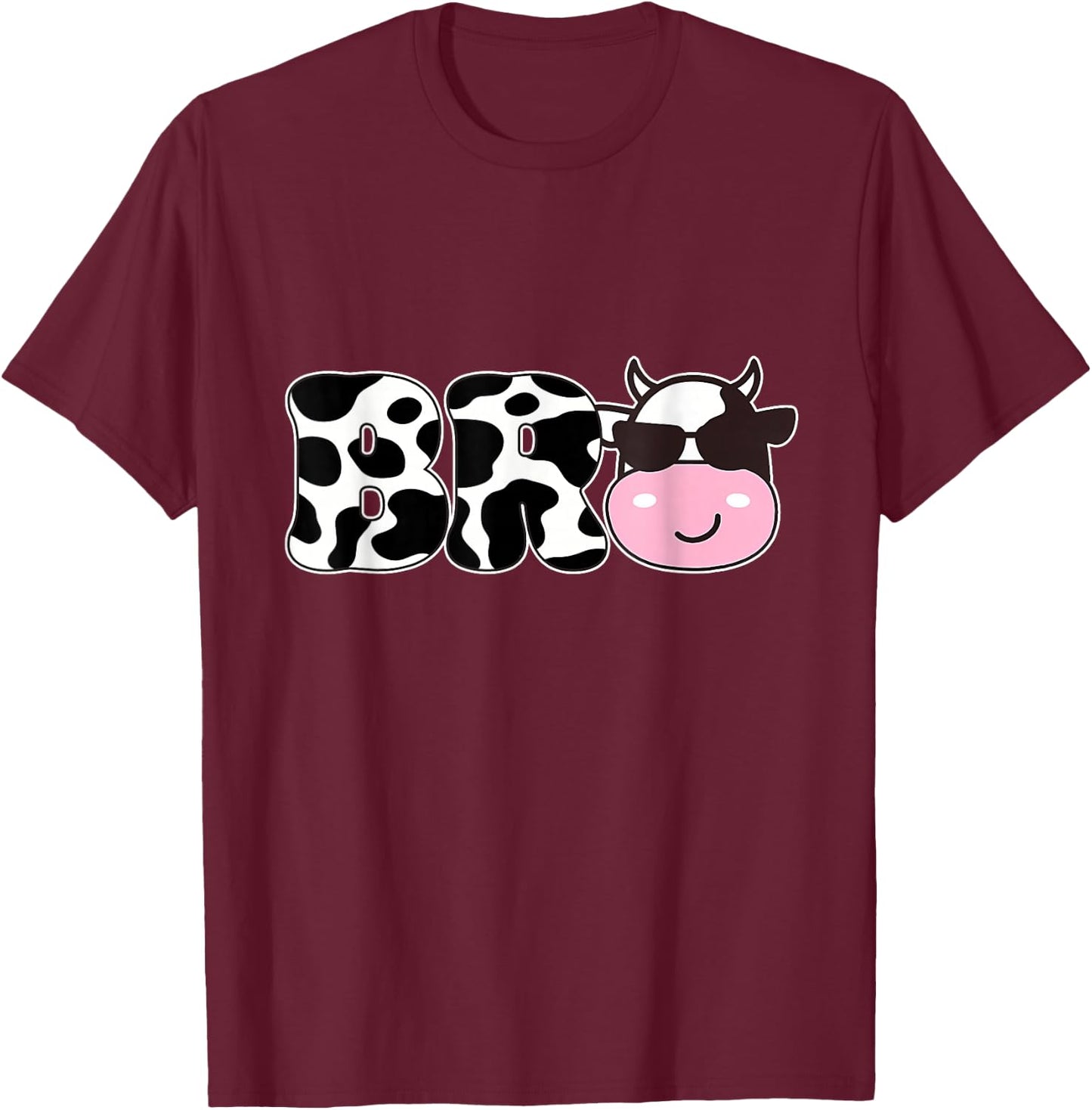 Bro of The Birthday Girl Farm Cow Themed Family Matching T-Shirt - T-Shirt | Maroon