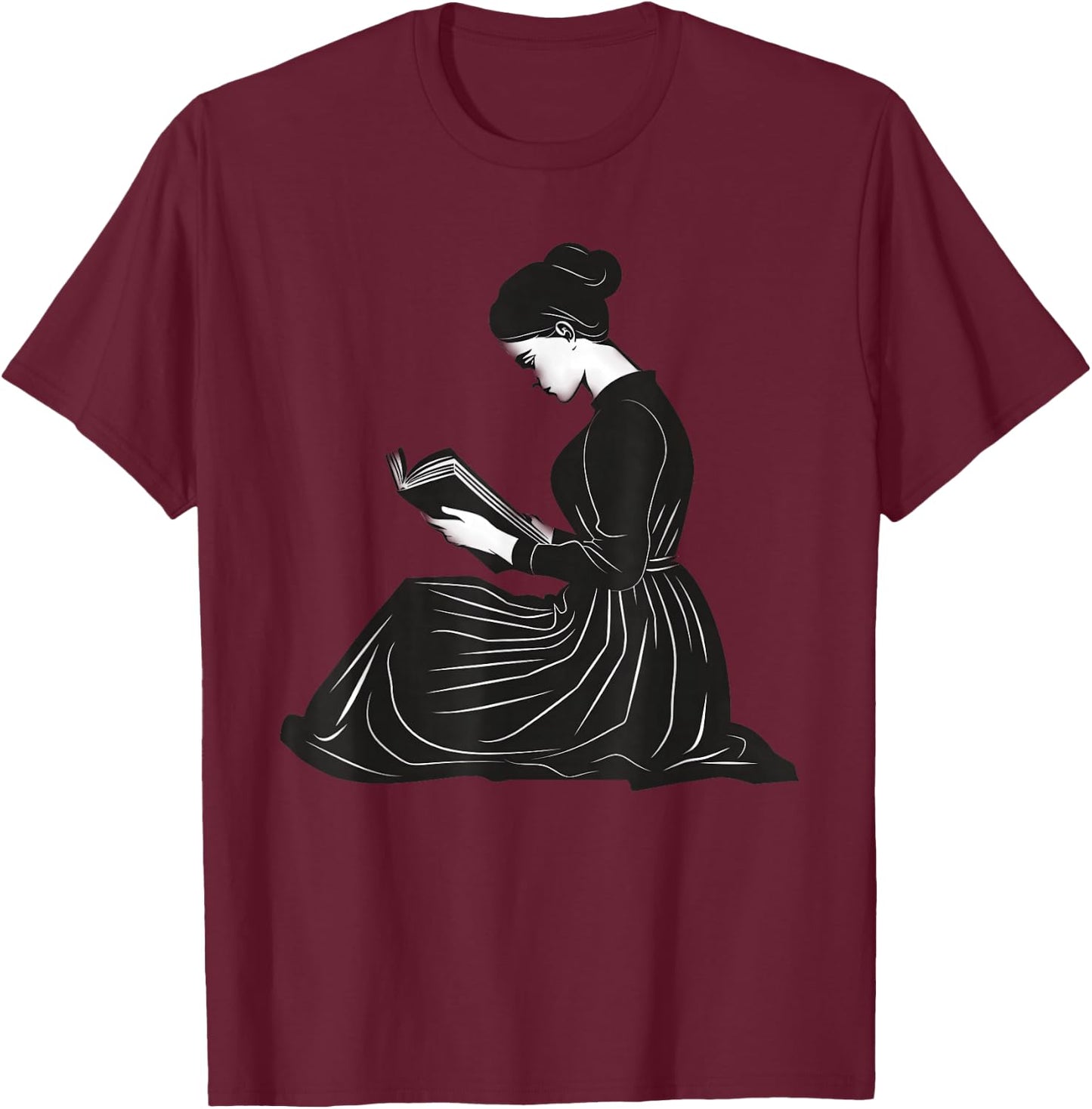 Emily Dickinson Reading A Book T-Shirt - T-Shirt | Maroon