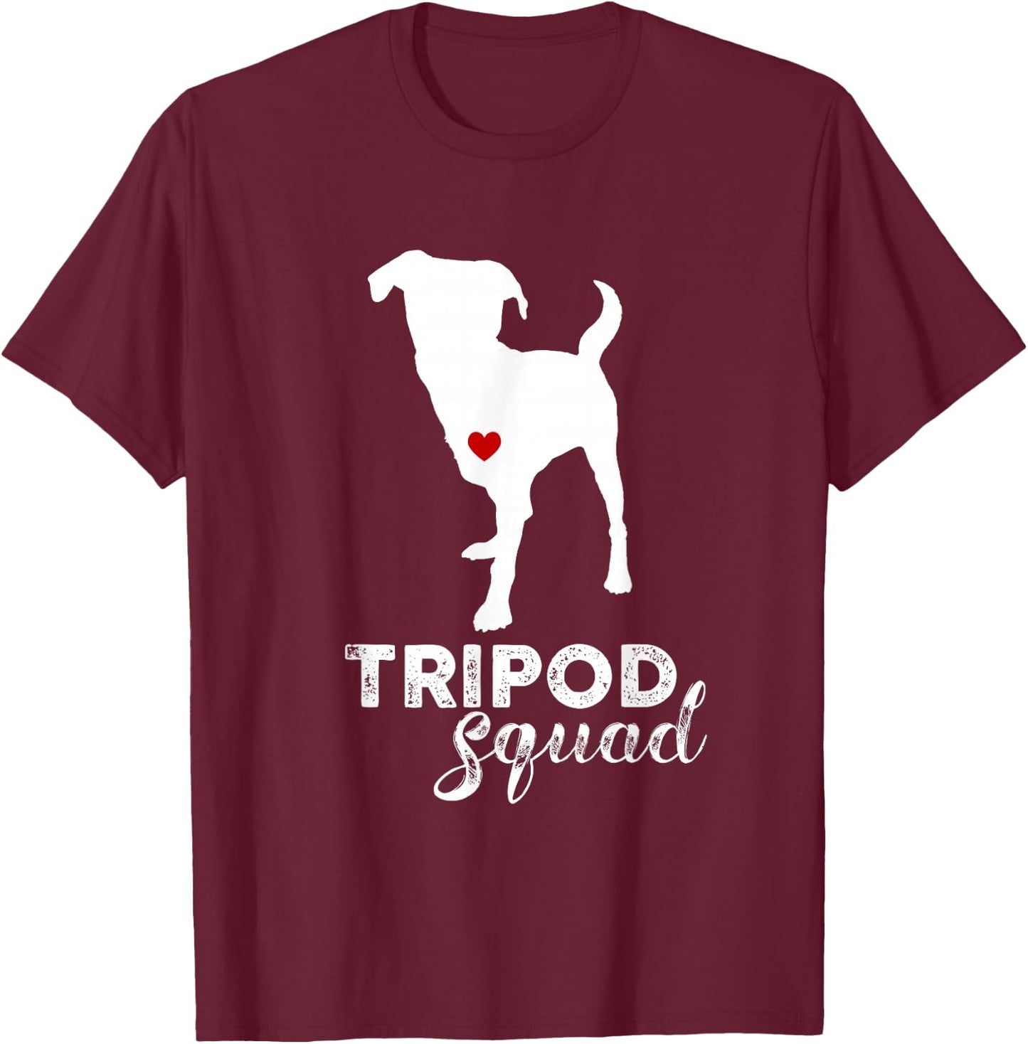 Original Sock Dogs Adult Tripod Dog , Black, Small, Short Sleeve, Cotton, Modern Sporty, Unique Amputation Awareness Theme, Enhanced Fit Construction T-Shirt - T-Shirt | Maroon