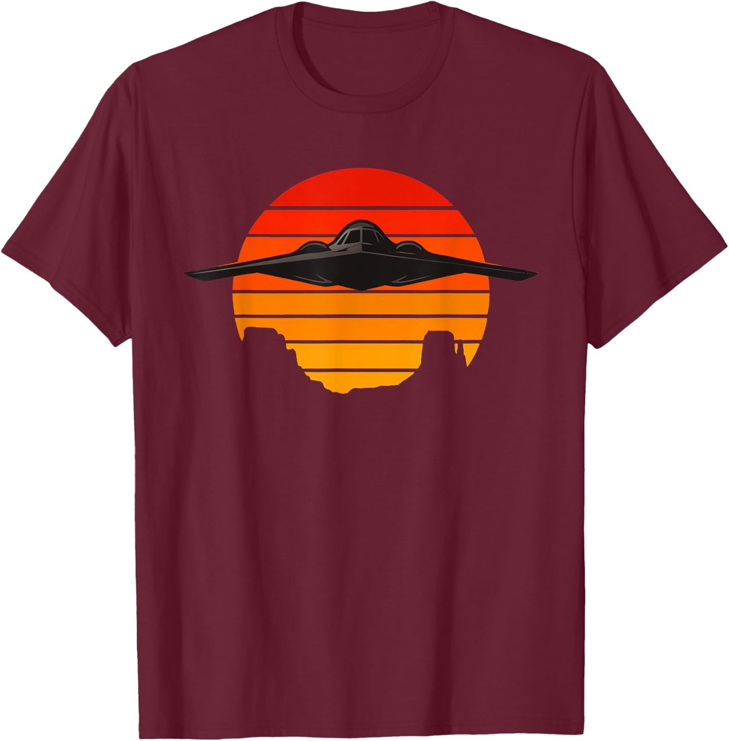 B-2 Spirit Stealth Bomber Military Plane Aircraft Design T-Shirt - T-Shirt | Maroon