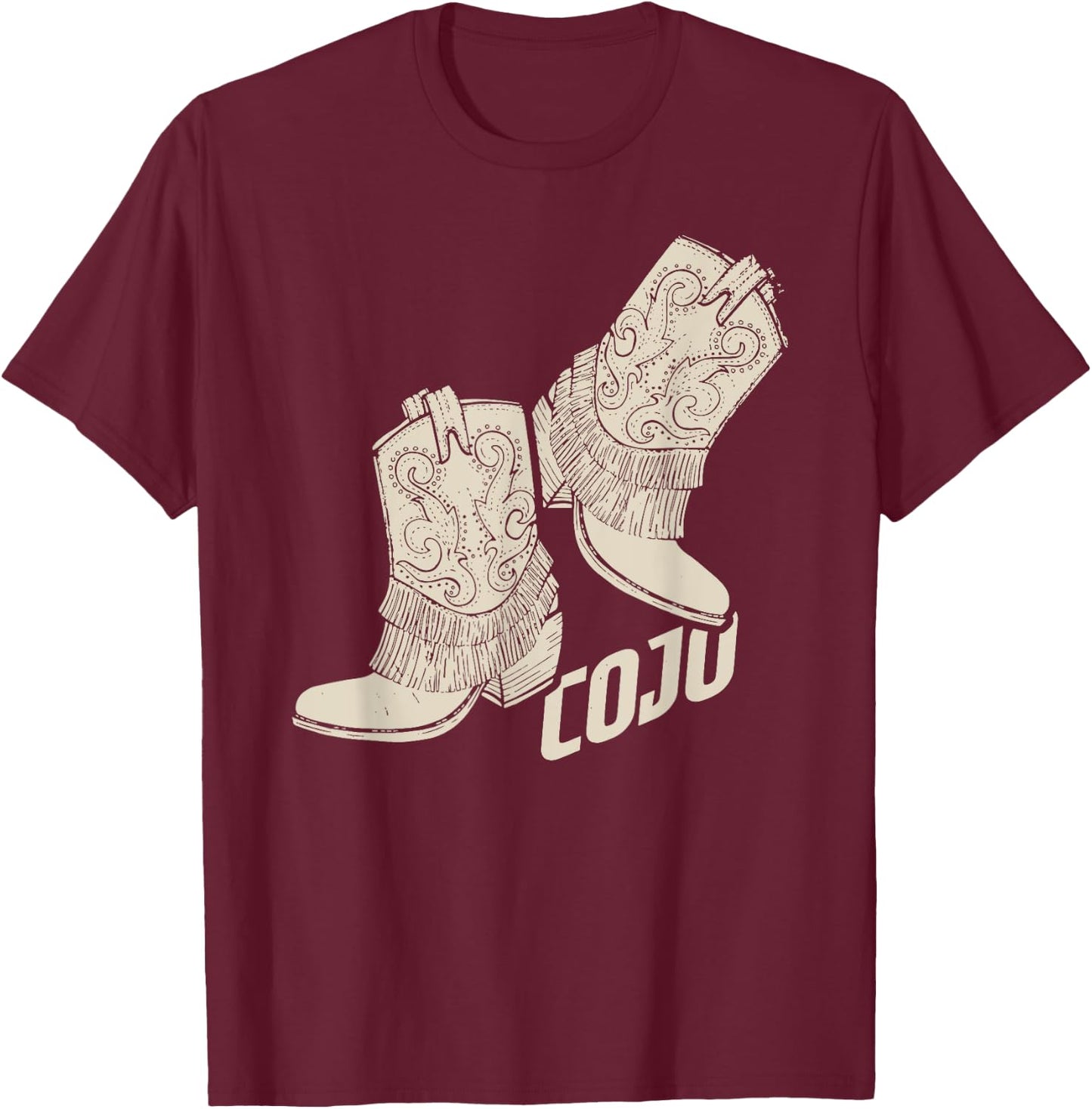 Retro Cojo Johnson Bull Skull Music Country 70s Cowboy Boots T-Shirt - T-Shirt | Maroon