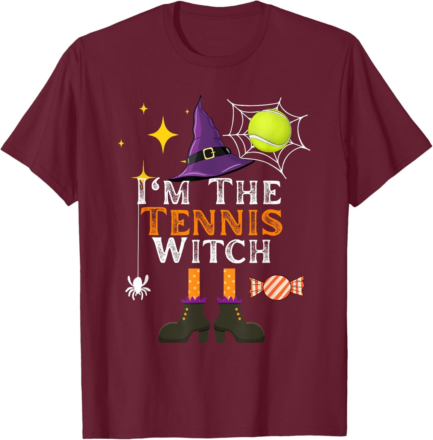 I'm The Tennis Witch Halloween Costume Matching Tennis Coach T-Shirt - T-Shirt | Maroon