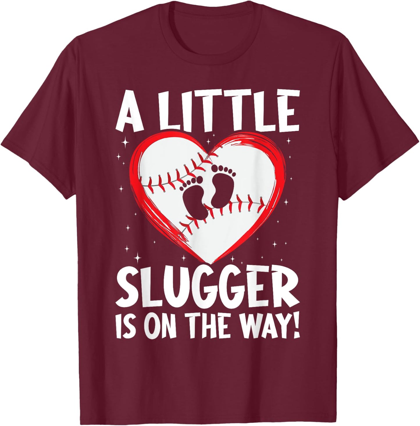 Baseball Pregnancy Announcement Spring Baby Rev T-Shirt - T-Shirt | Maroon