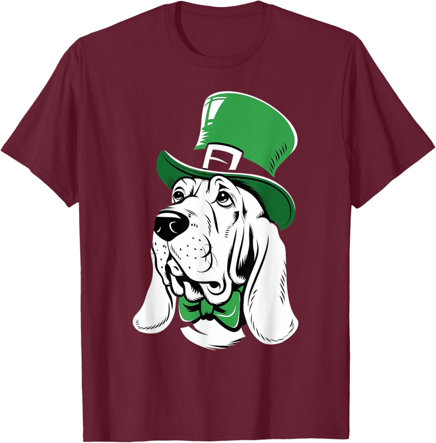 Green Basset Hound shamrock on St Patricks Day Basset Hound T-Shirt - T-Shirt | Maroon