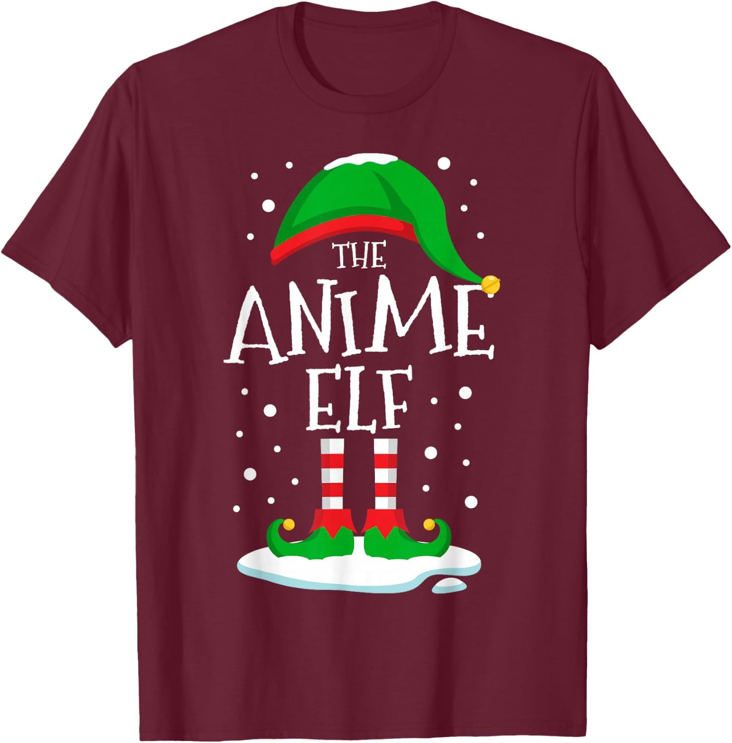 The Anime Elf Christmas Family Matching Xmas Group Funny T-Shirt - T-Shirt | Maroon