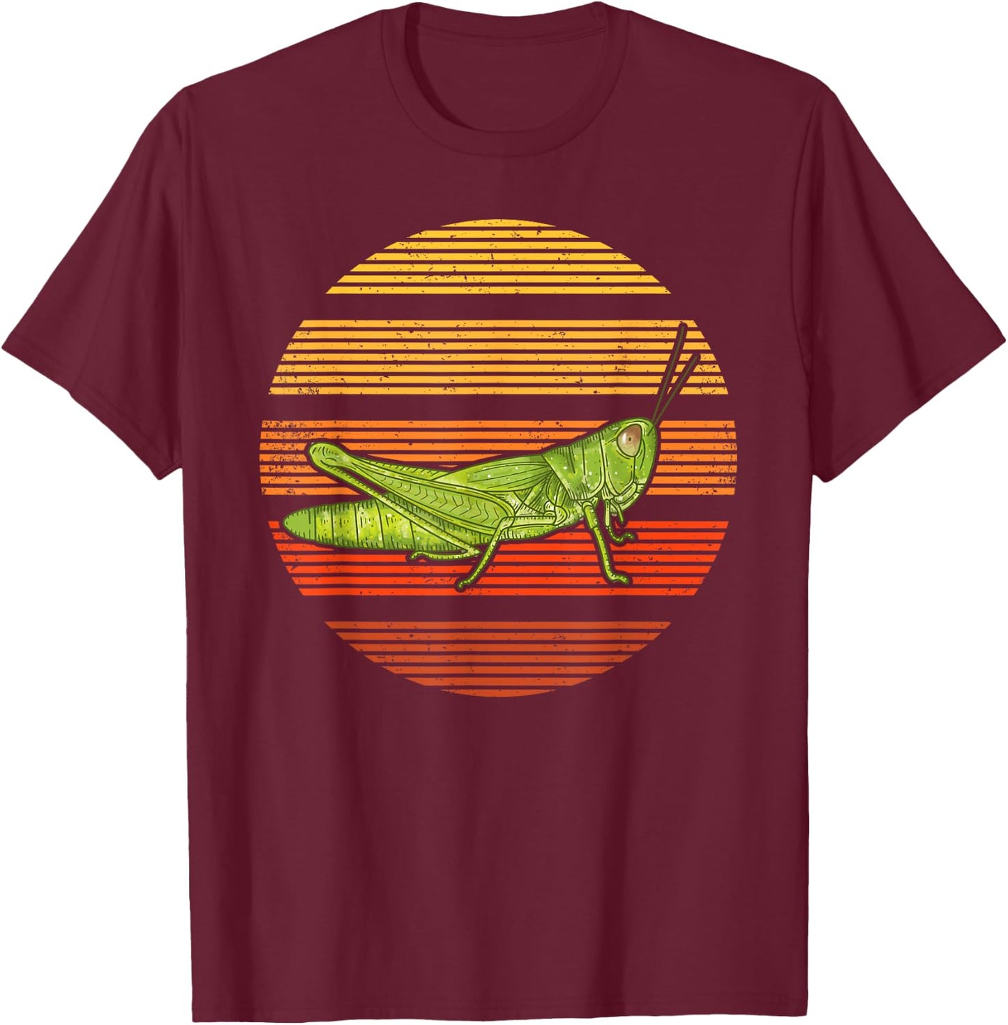 Sunset Grasshopper Lover Gift Vintage Retro Grasshopper T-Shirt - T-Shirt | Maroon