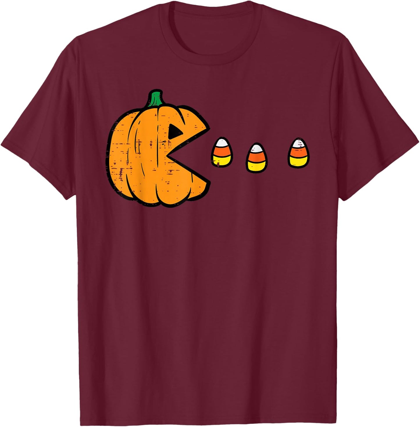 Halloween Video Game Eating Candy Corns Gaming Boys Kids Men T-Shirt - T-Shirt | Maroon