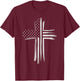 Christian Cross American Flag Faith USA Patriot T-Shirt - T-Shirt | Maroon