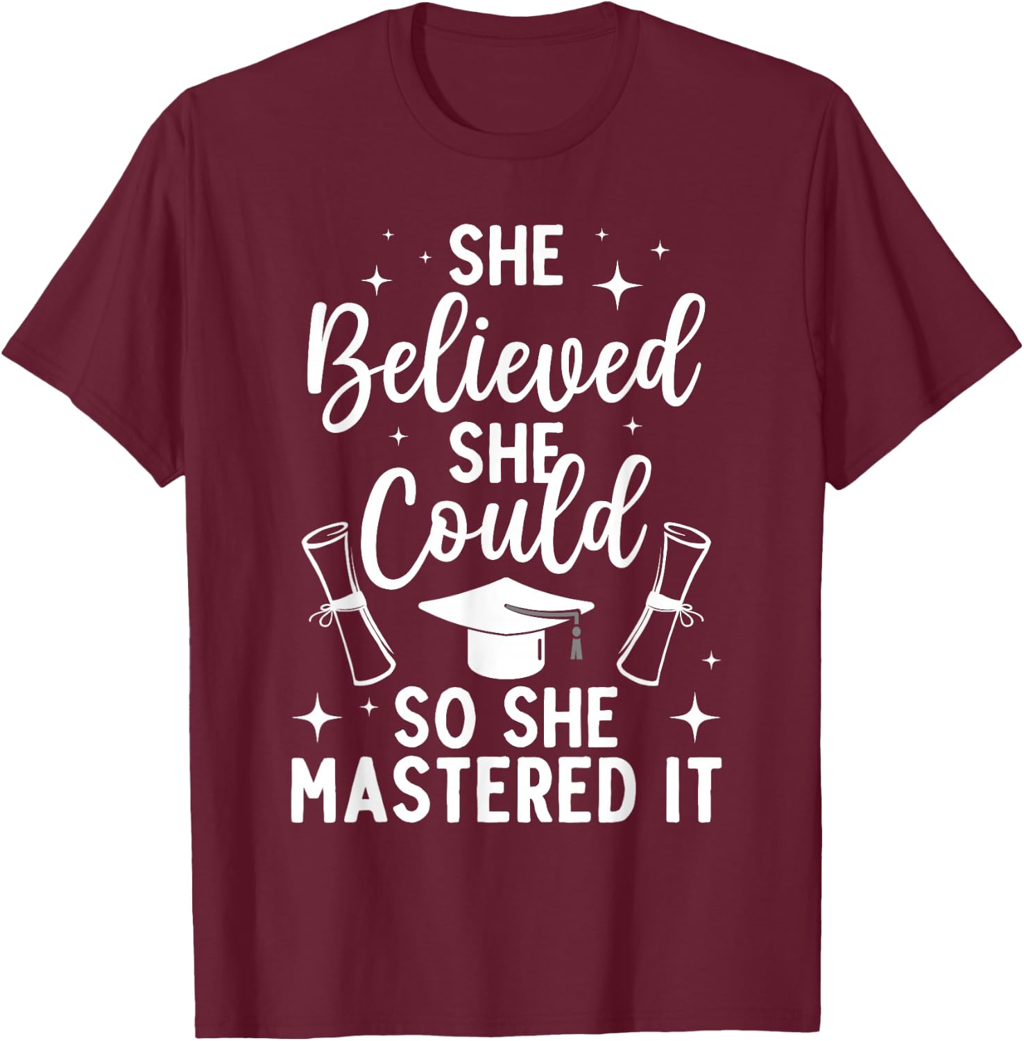 Masters Degree Graduation Art Girl Masters Degree T-Shirt - T-Shirt | Maroon