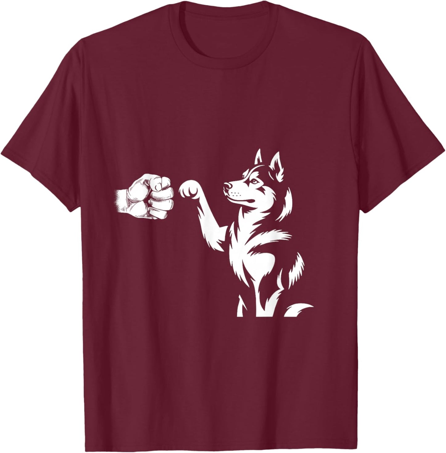 Husky Dog Fist Bump T-Shirt - T-Shirt | Maroon