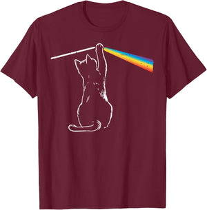 Cat Rainbow Light Cool Prism Science Spectral Men Women Kids T-Shirt - T-Shirt | Maroon