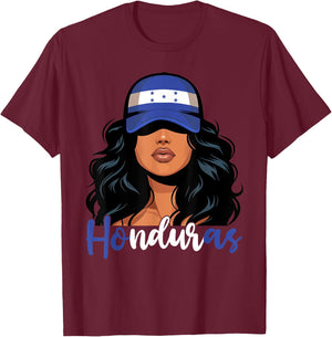 Honduran Girl Honduras Flag Proud Hondureña Women T-Shirt - T-Shirt | Maroon