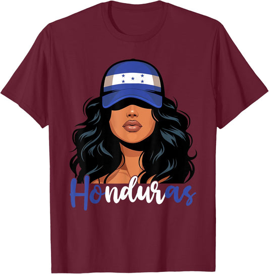 Honduran Girl Honduras Flag Proud Hondureña Women T-Shirt - T-Shirt | Maroon