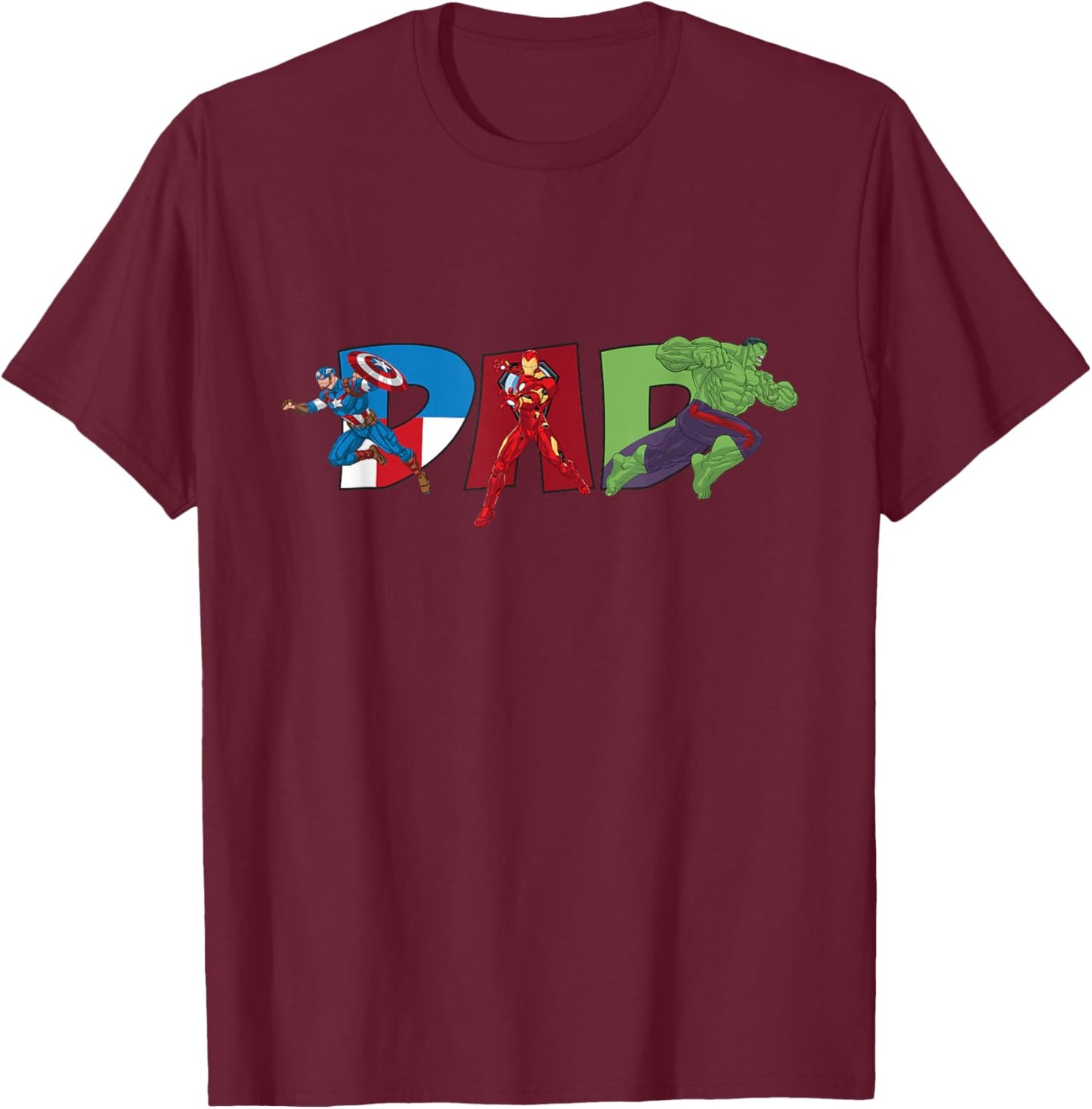 Marvel Avengers Trio Dad Father’s Day Family Trip Birthday T-Shirt - T-Shirt | Maroon