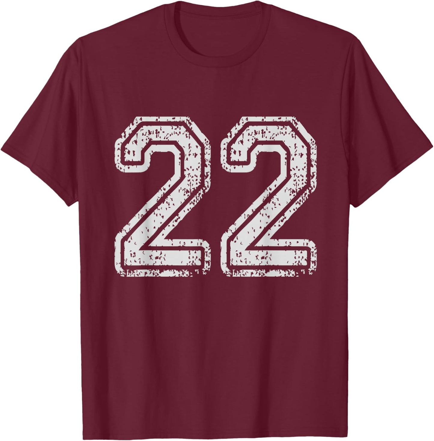 Team Jersey Uniforms Number 22 School Sports 22nd Birthday T-Shirt - T-Shirt | Maroon