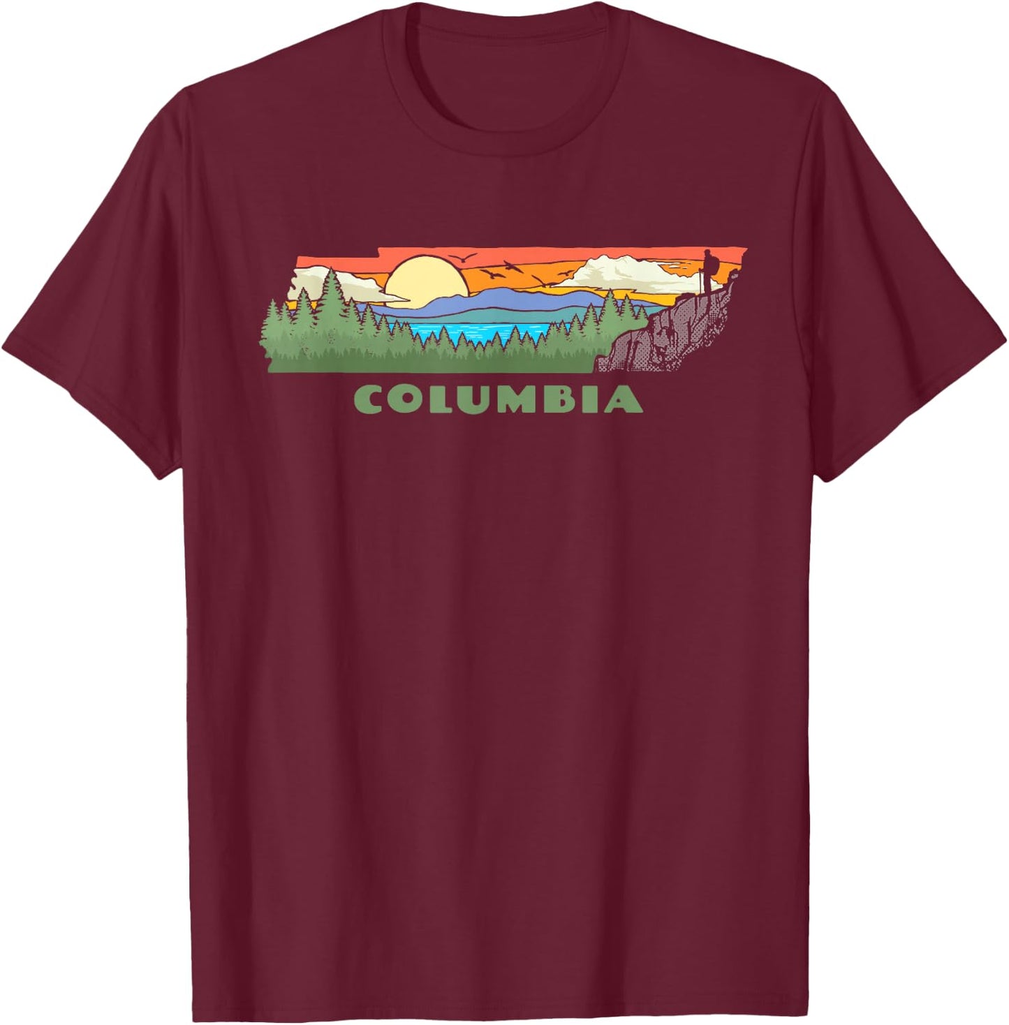 Columbia Tennessee Nature Outdoor Hiking Retro T-Shirt - T-Shirt | Maroon