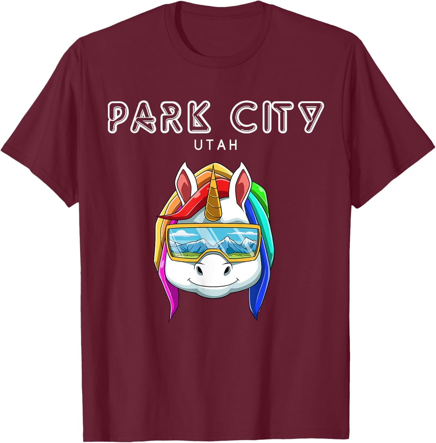 Park City North Utah - Ski and Snowboard Unicorn T-Shirt - T-Shirt | Maroon