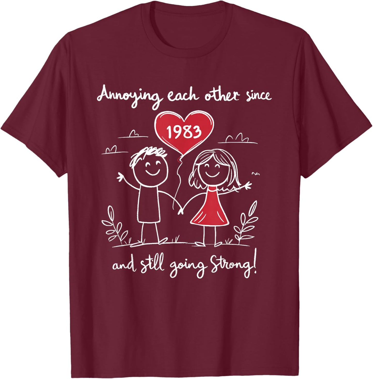 Annoying Each Other Since 1983 42nd Wedding Anniversary T-Shirt - T-Shirt | Maroon