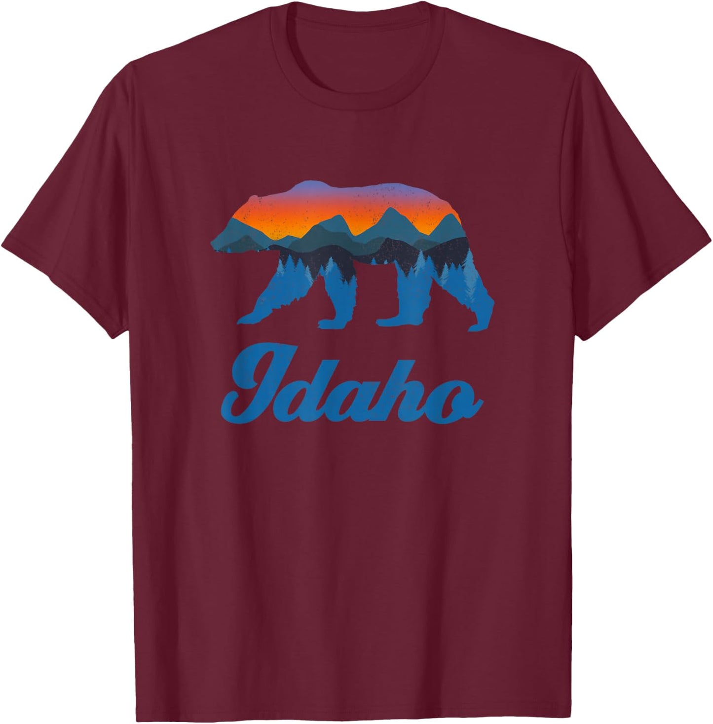Vintage Idaho Power Bear Forest Grizzly Proud Outdoor Scenic T-Shirt - T-Shirt | Maroon