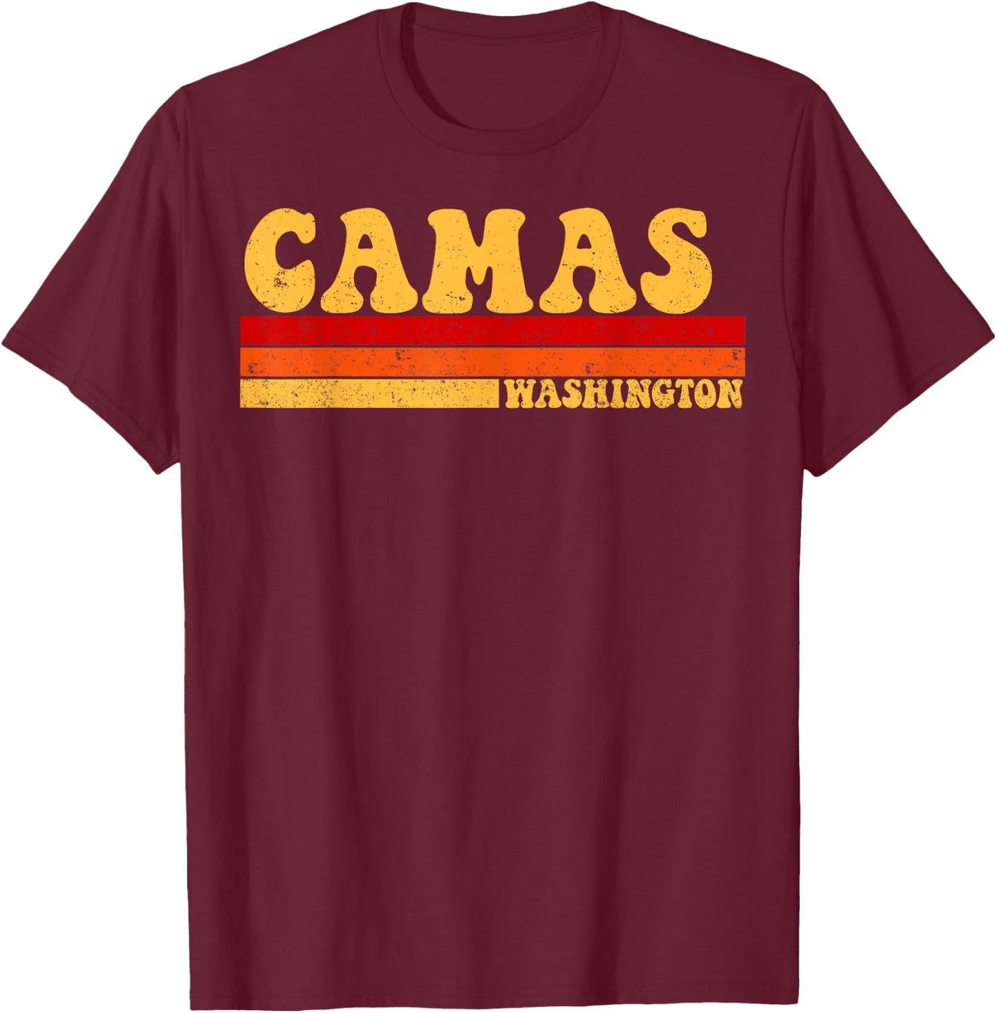 CAMAS Washington City Vintage Roots Retro Design 70s 80s T-Shirt - T-Shirt | Maroon
