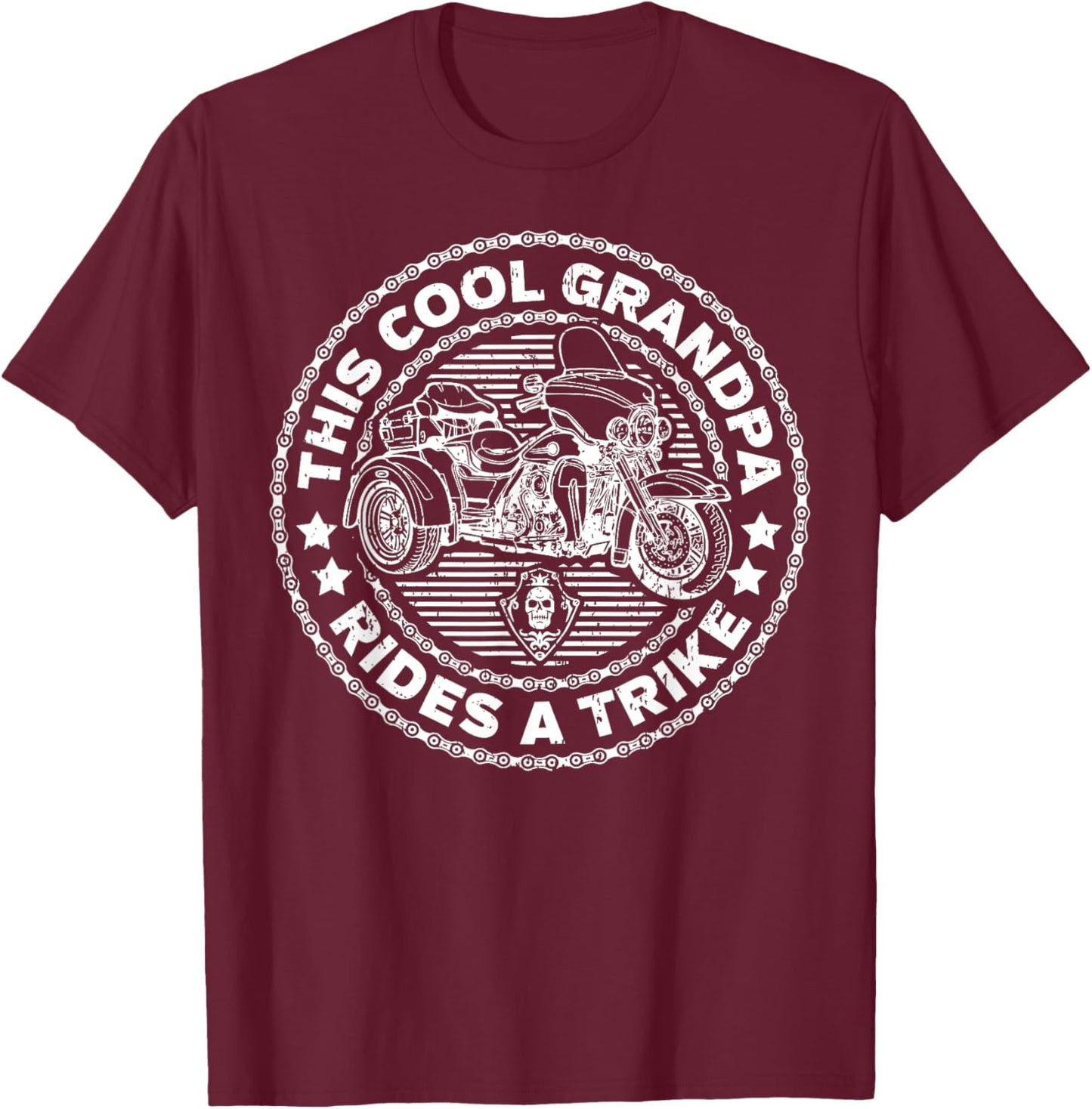 This Cool Grandpa Rides A Trike Shirt Biker T-Shirt - T-Shirt | Maroon