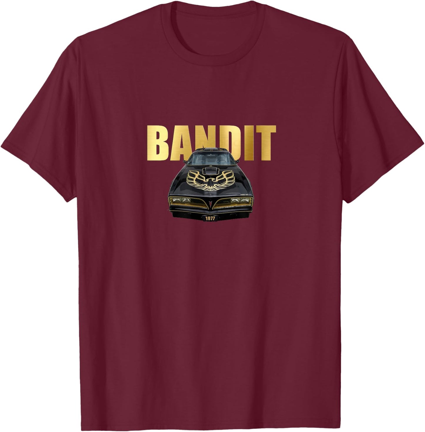 VINTAGE 1977 BANDIT TRANS AM, AMERICAN MUSCLE CARS, 1970s T-Shirt - T-Shirt | Maroon