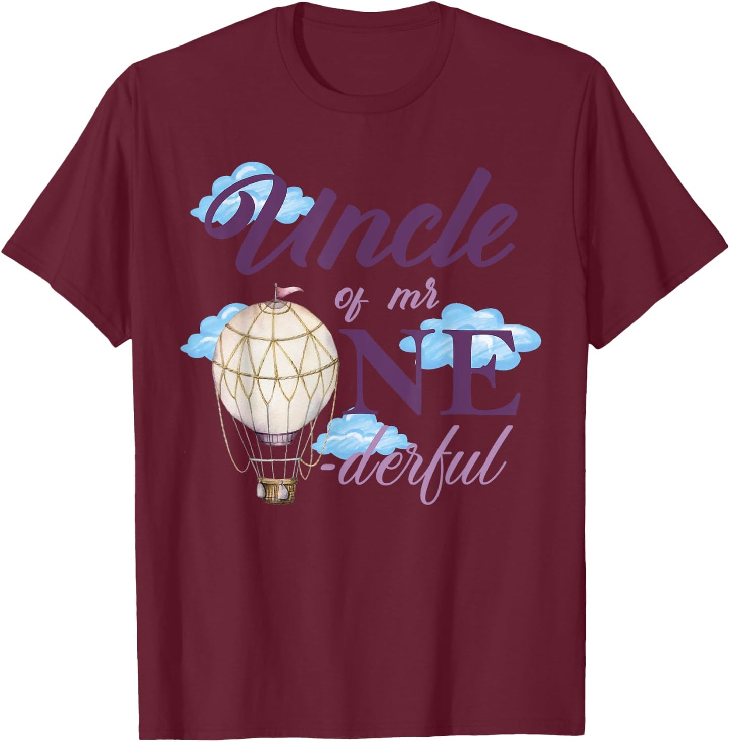 Uncle of Mr Onederful 1st Birthday First One-Derful Matching T-Shirt - T-Shirt | Maroon