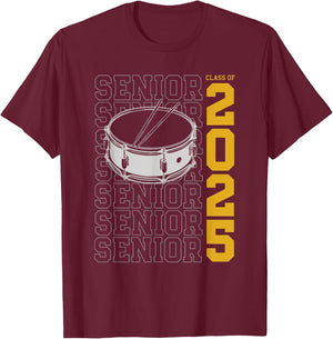 Class of 2025 Senior Drums for Drummer Or Percussionist T-Shirt - T-Shirt | Maroon