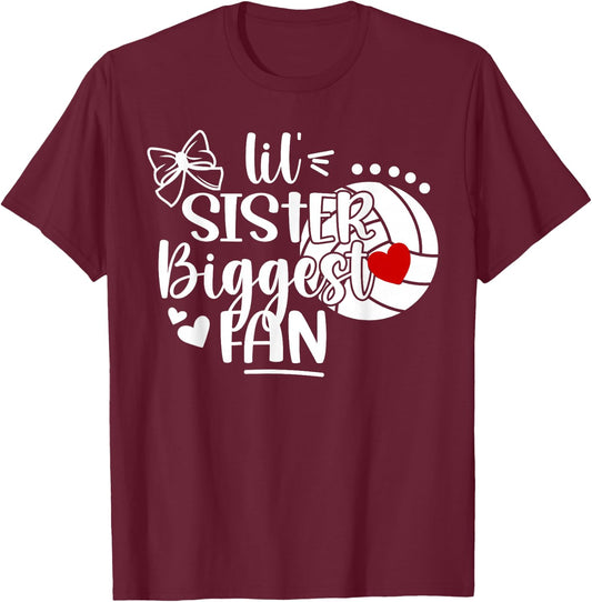 Lil' Sister Volleyball Sister Of A Volleyball Player T-Shirt - T-Shirt | Maroon
