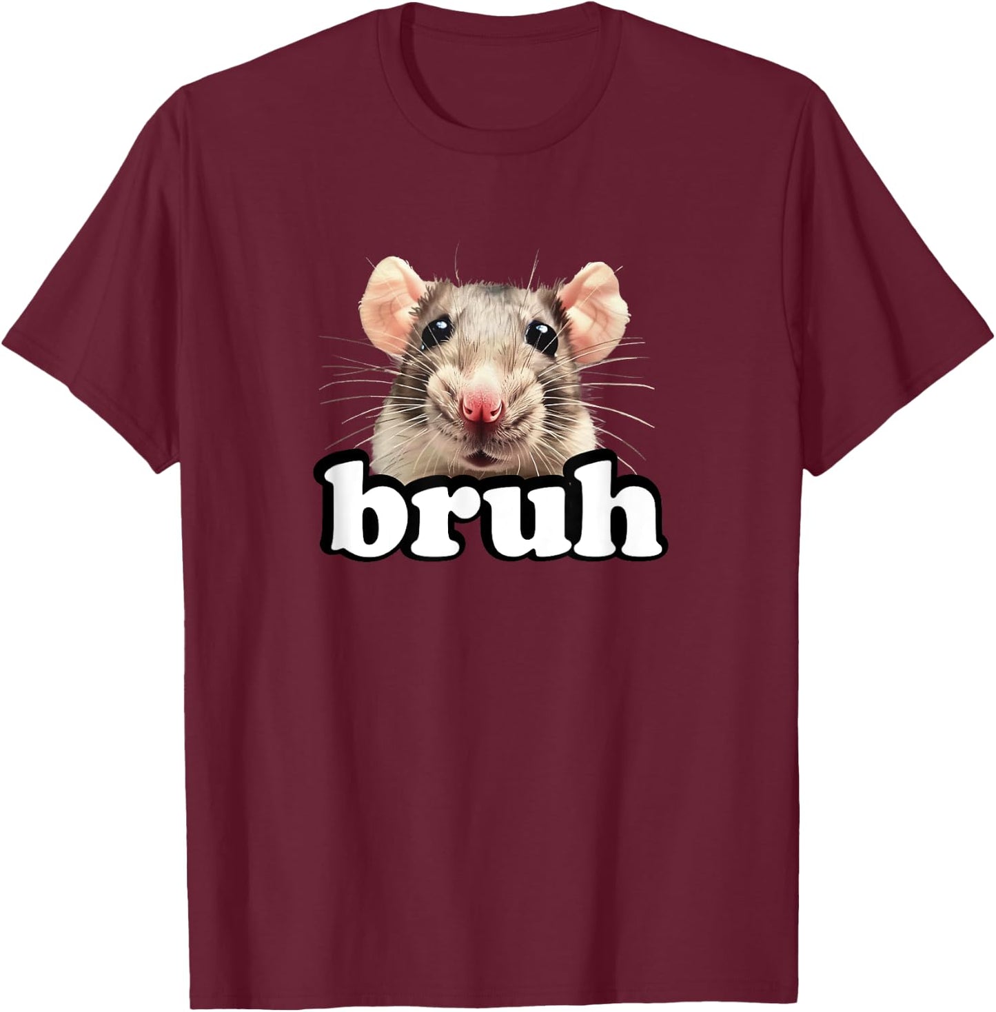 Fancy Rat Rodent Owner Gifts Shirts & Kids Bruh Pet Rat Lover Black Small Modern Round Collar Short Sleeve T-Shirt - T-Shirt | Maroon