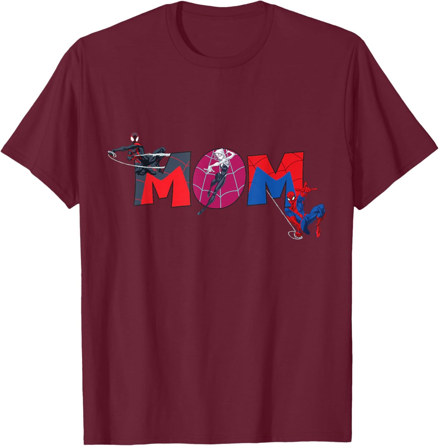 Marvel Spider-Man Trio Mom Mother's Day Family Trip Birthday T-Shirt - T-Shirt | Maroon