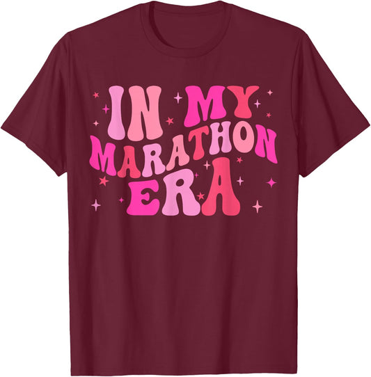 In My Marathon Era Running Lover Runner Squad Women Girls T-Shirt - T-Shirt | Maroon