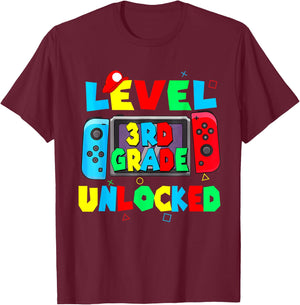 Level 3rd grade unlocked back to school video game 3rd grade T-Shirt - T-Shirt | Maroon
