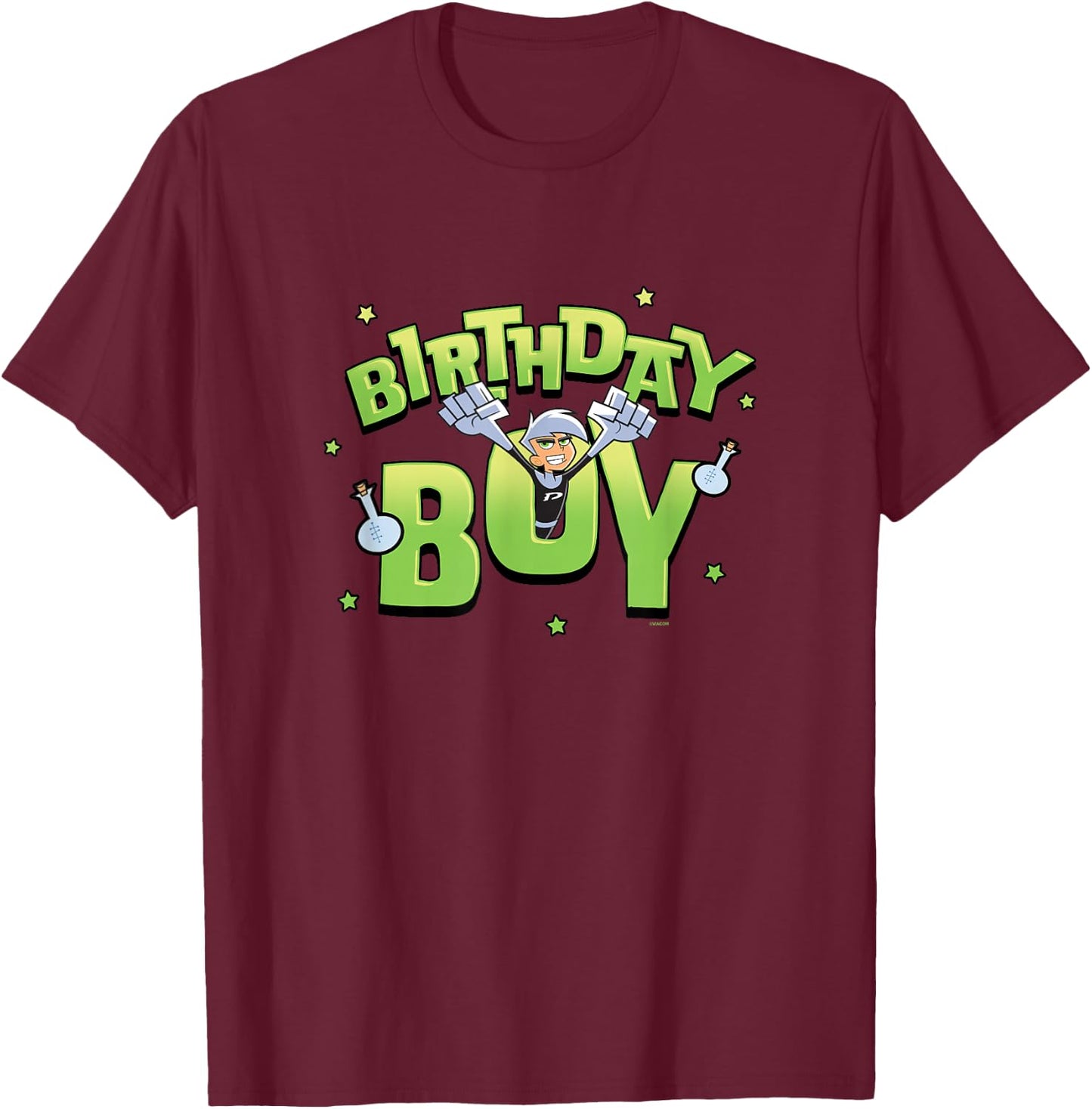 Danny Phantom Birthday Boy Ghostly Logo T-Shirt - T-Shirt | Maroon
