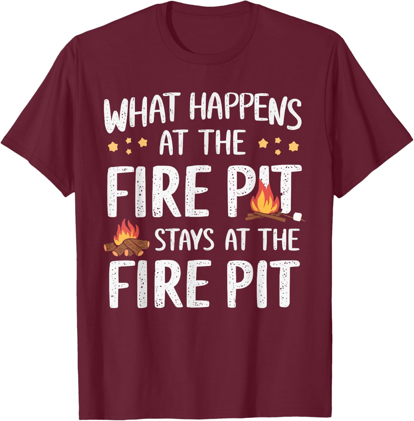 Firepit Outdoor Camp Fire Pit Camping Campfire T-Shirt - T-Shirt | Maroon