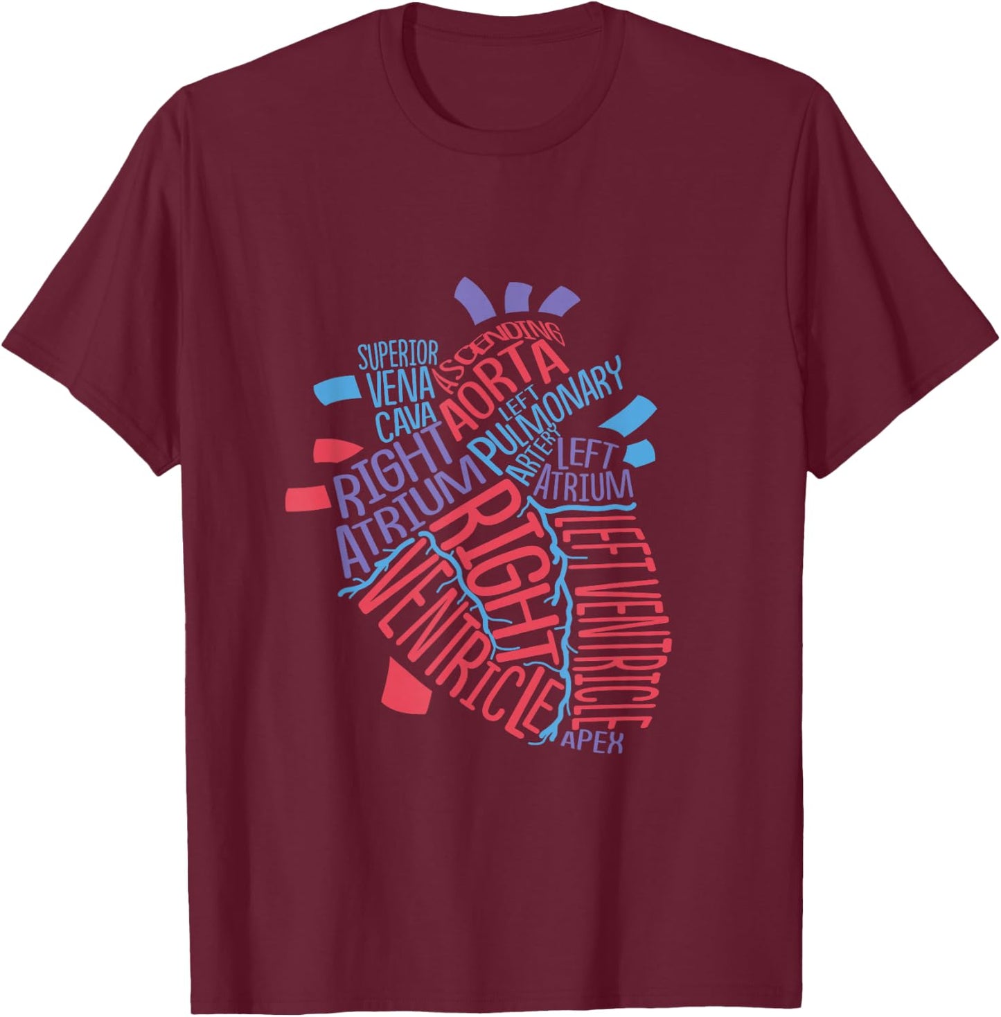 Anatomical Human Heart Cardiology Medical Cardiac Nurse T-Shirt - T-Shirt | Maroon