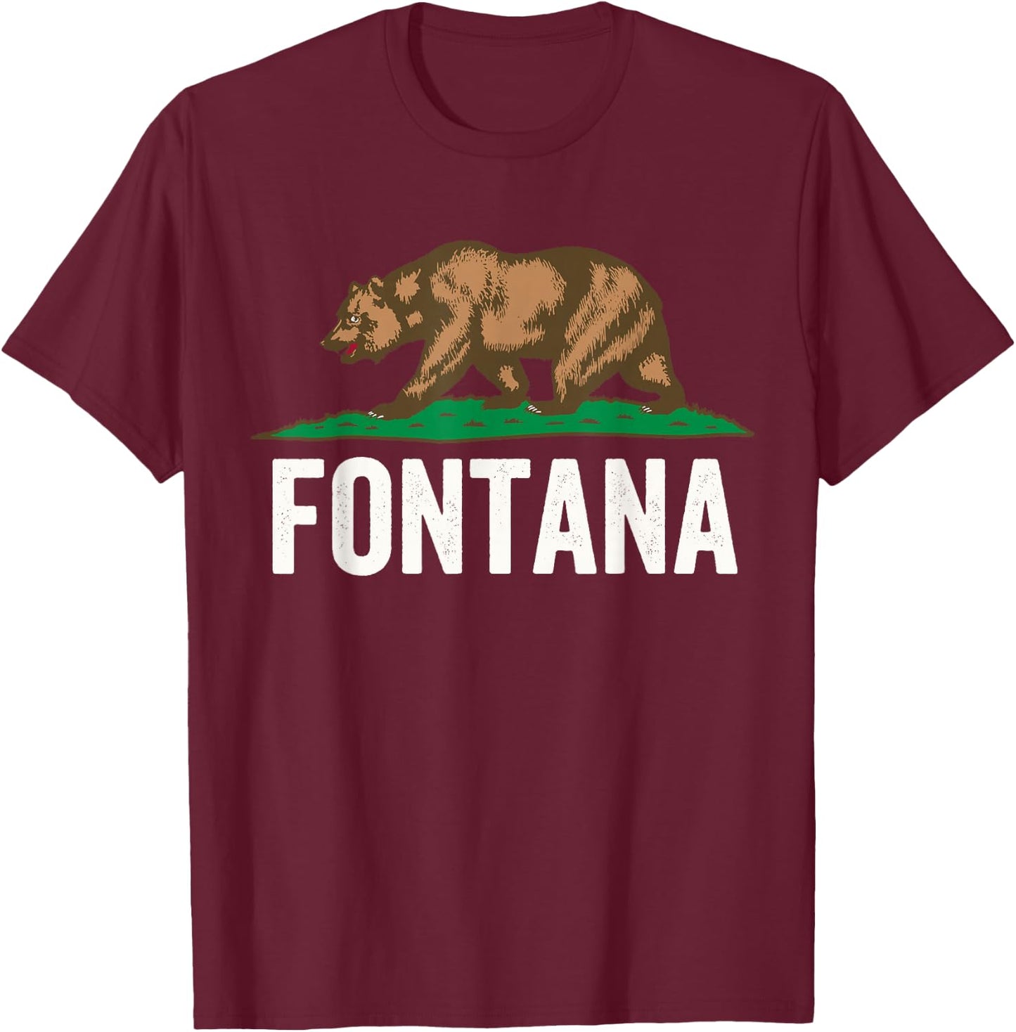 Fontana California Bear, Fontana CA, Fontana T-Shirt - T-Shirt | Maroon