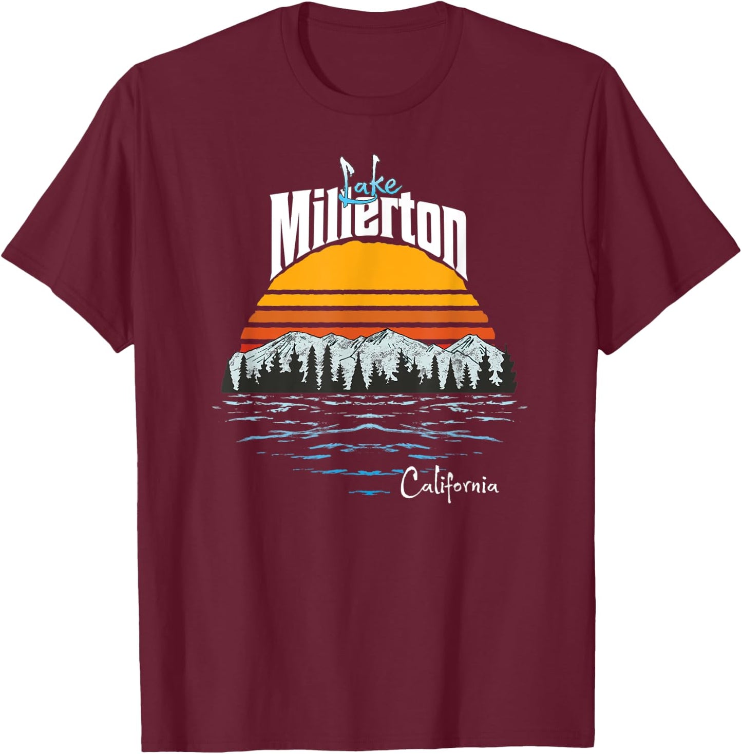 Vintage Lake Millerton California Souvenir T-Shirt - T-Shirt | Maroon