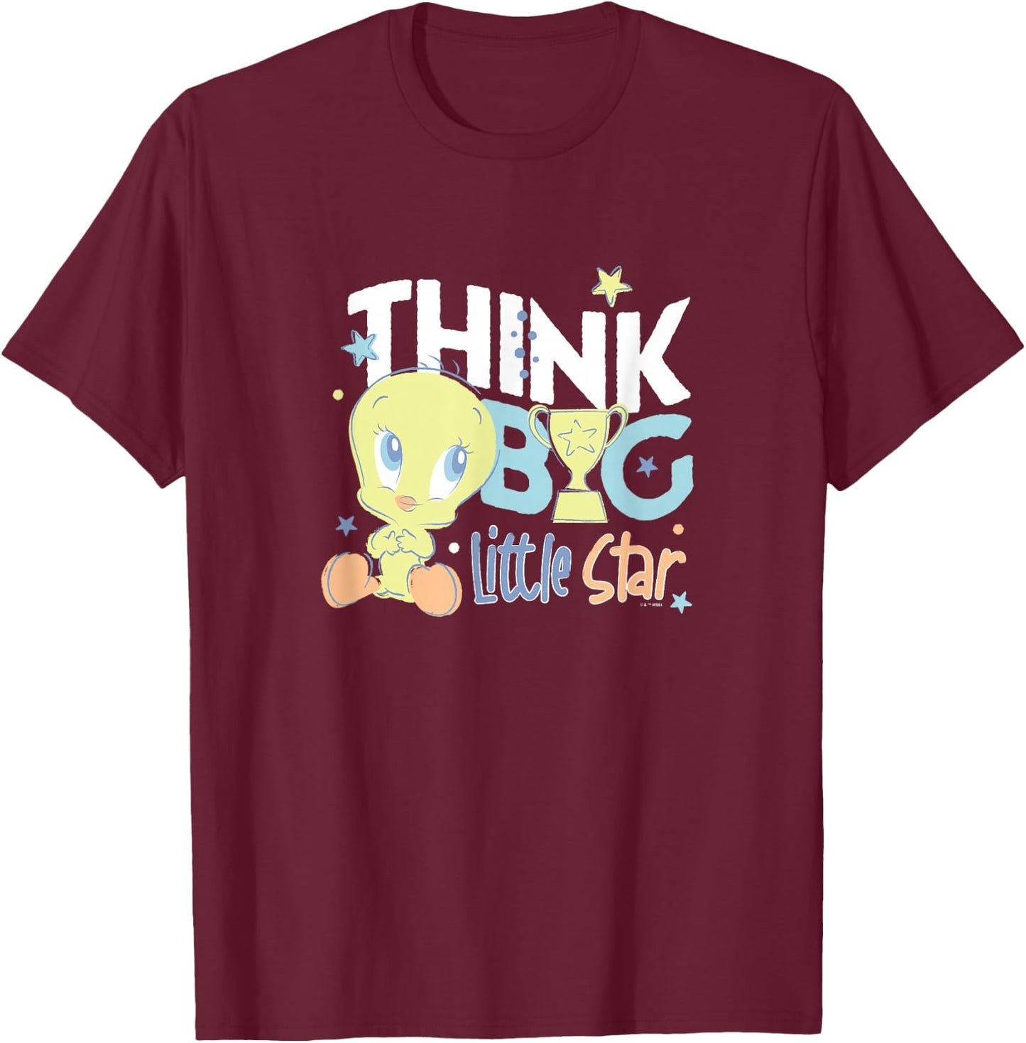 Looney Tunes Think Big Little Star Tweety Bird Stars Logo T-Shirt - T-Shirt | Maroon