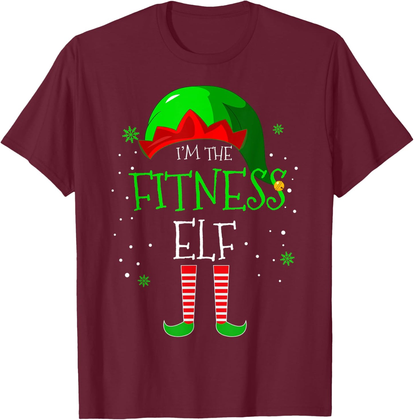 I'm the Fitness Elf Family Matching Costume Christmas Gift T-Shirt - T-Shirt | Maroon
