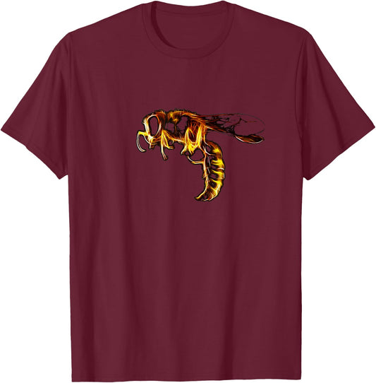 Abstract Yellow-Jacket Hornet Wasp T-Shirt - T-Shirt | Maroon