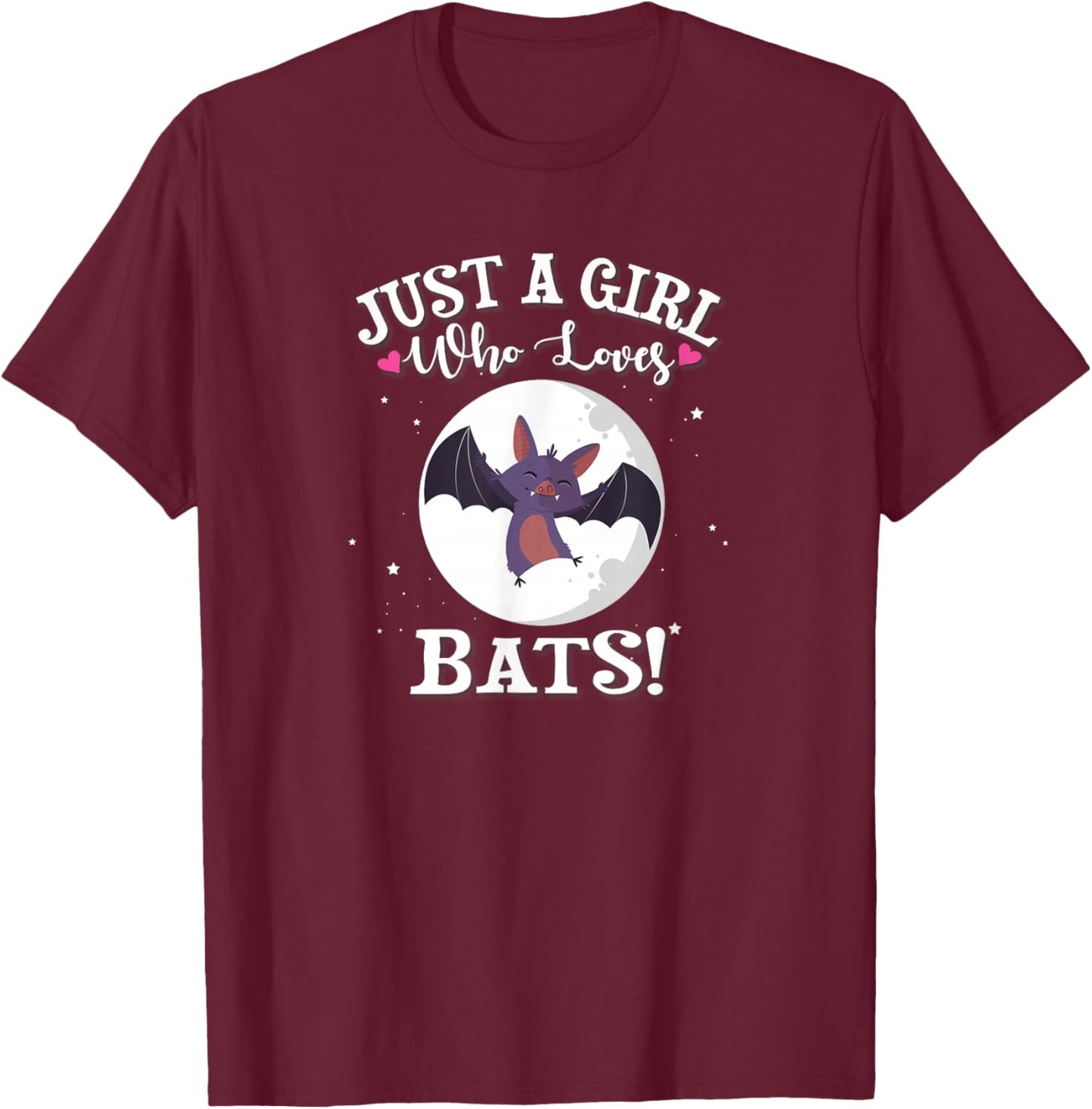 Funny Cute Kawaii Kids Girl Who Loves Bats Lover T-Shirt - T-Shirt | Maroon